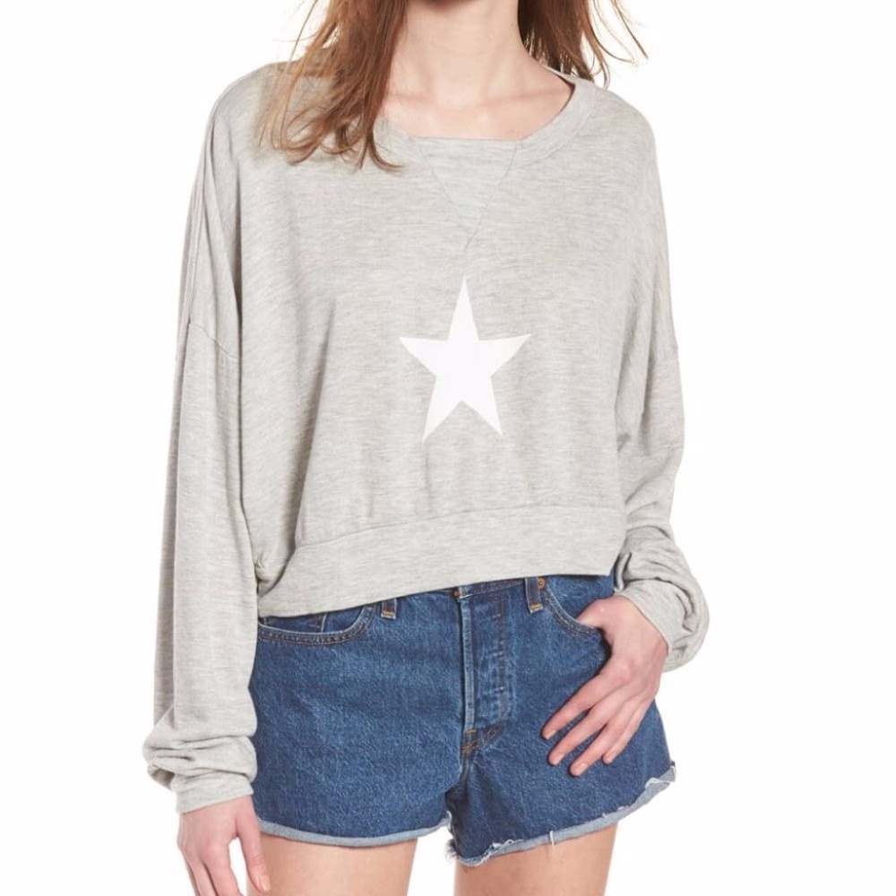 Wildfox All Star Nella Cropped Pullover Sweatshirt